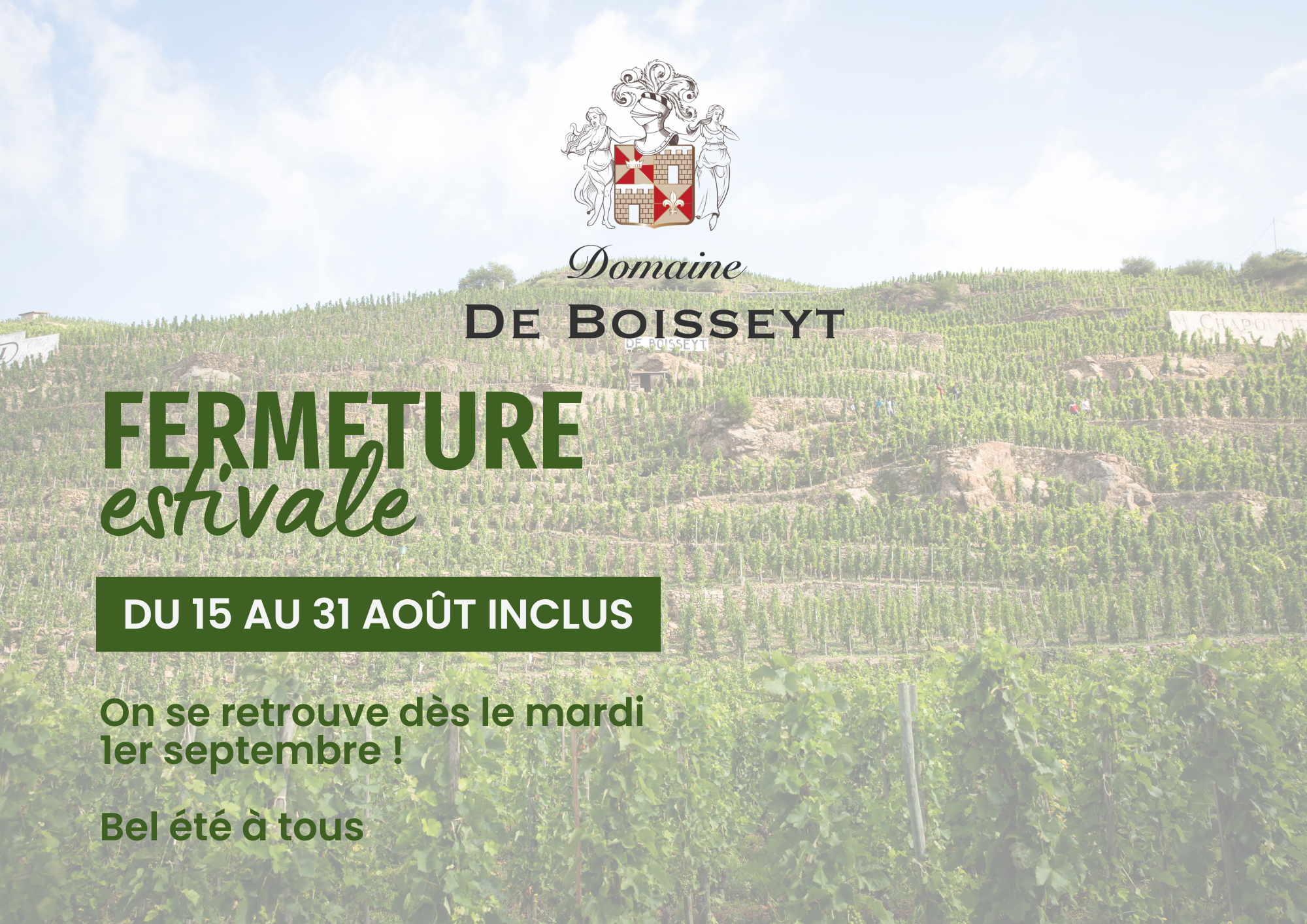 Affiche A4 paysage annonce fermeture estivale